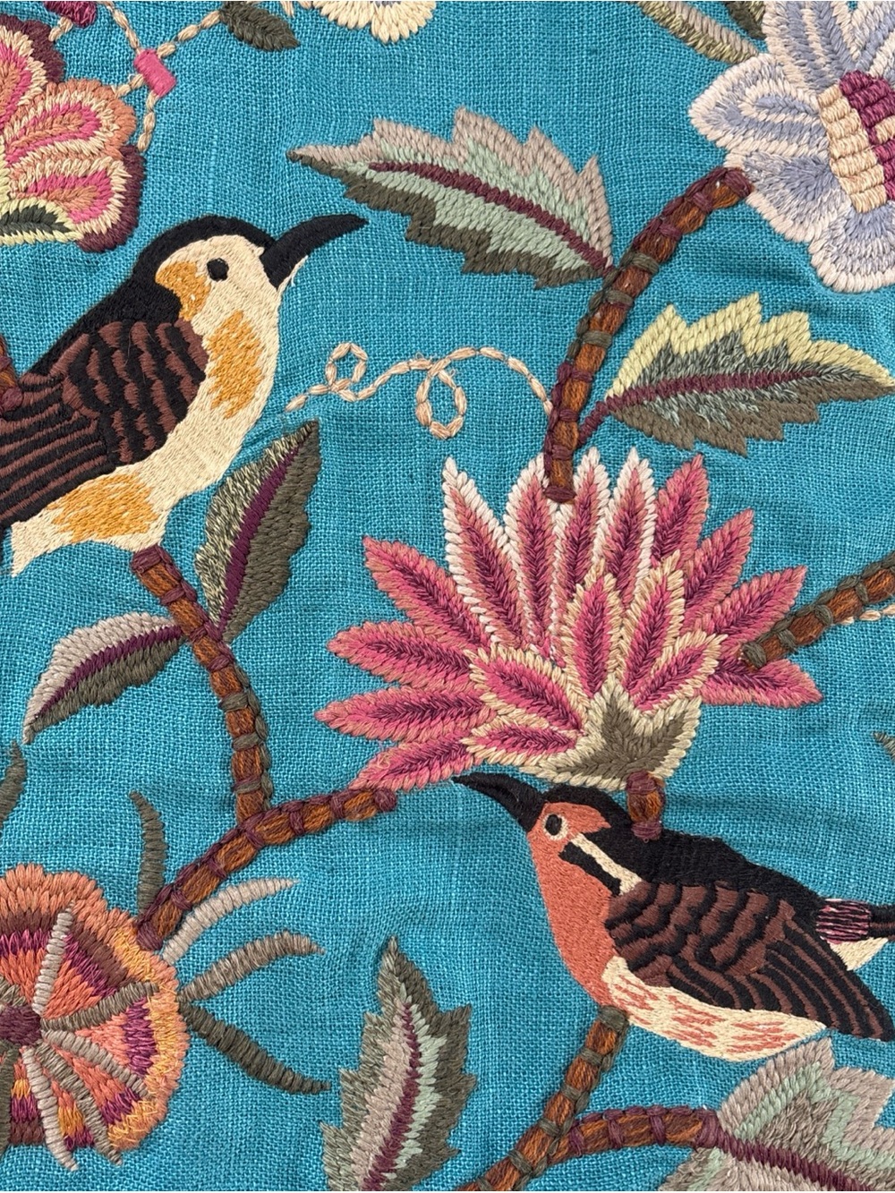 ARHAUS Elegant Birds Floral Embroidered Pillow Cover-18x18 - Picture 2 of 5